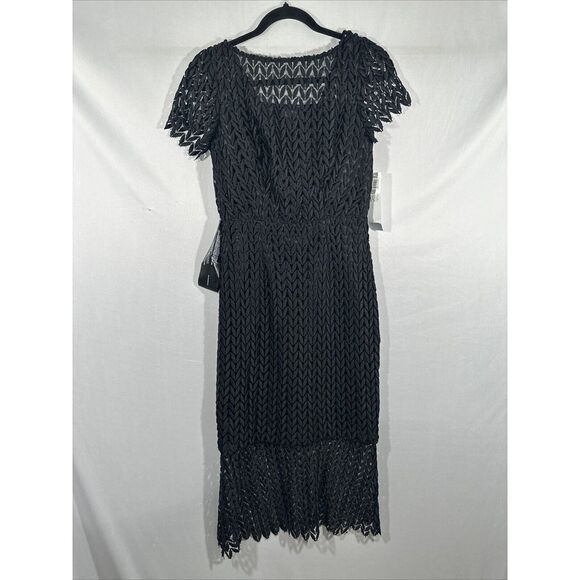NWT $248 Kay Unger [ 0 ] Tatum Floral Lace Midi Cocktail Dress Black -  mordernwear.com